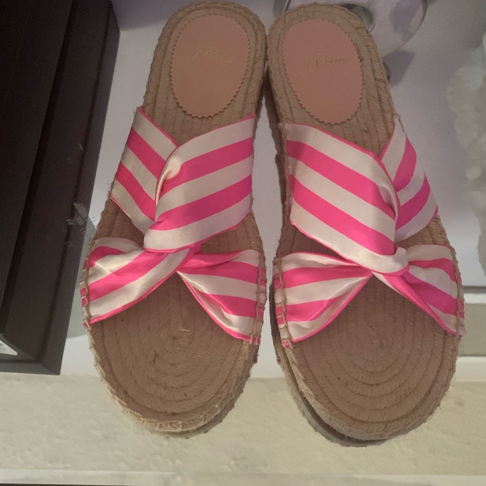 NWT J. Crew Pink and White Espadrilles 9.5